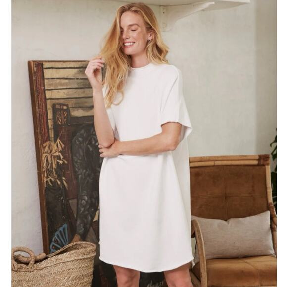 Frank & Eileen Ella The Easiest Dress Triple Fleece In White Size Medium - Large - Picture 5 of 11